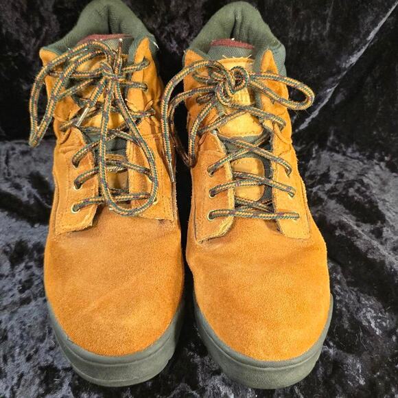 Mens Size 8 Brown Leather with Pine Green Accent Hiking Boots - Picture 2 of 8